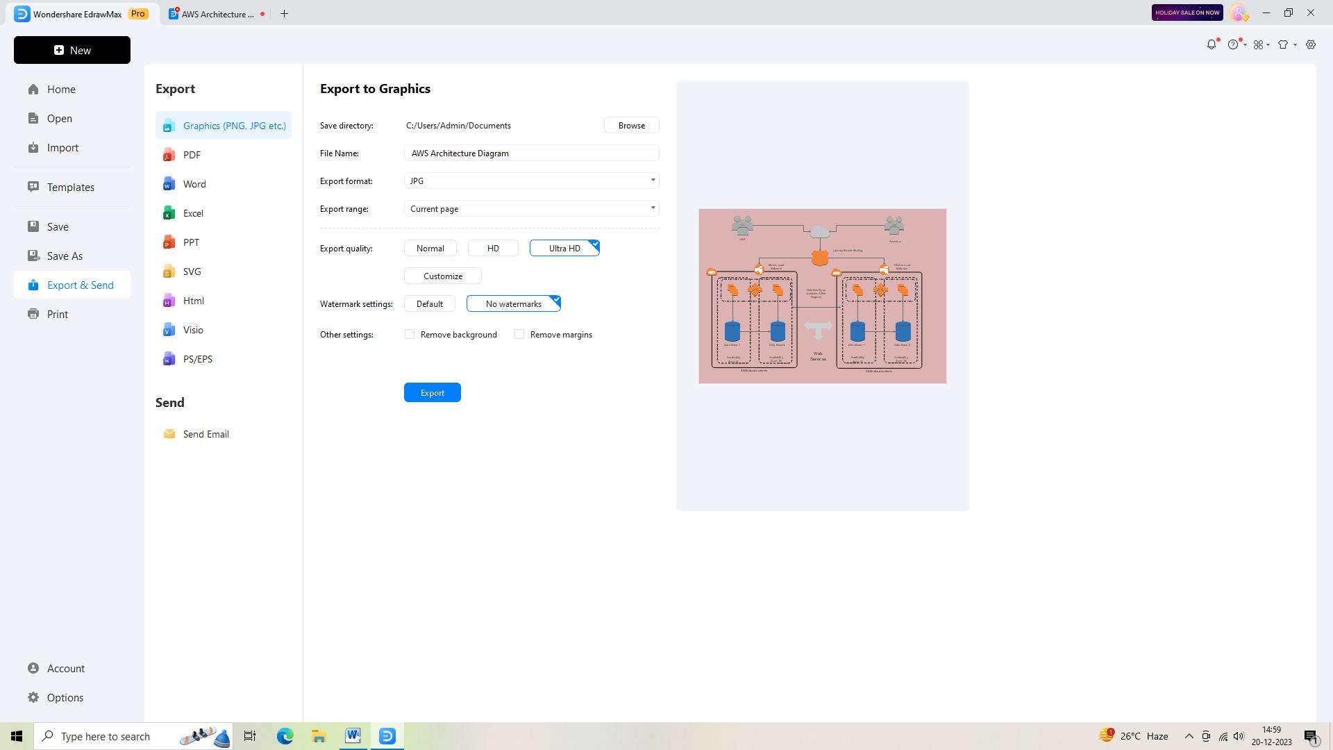 exporting the diagram