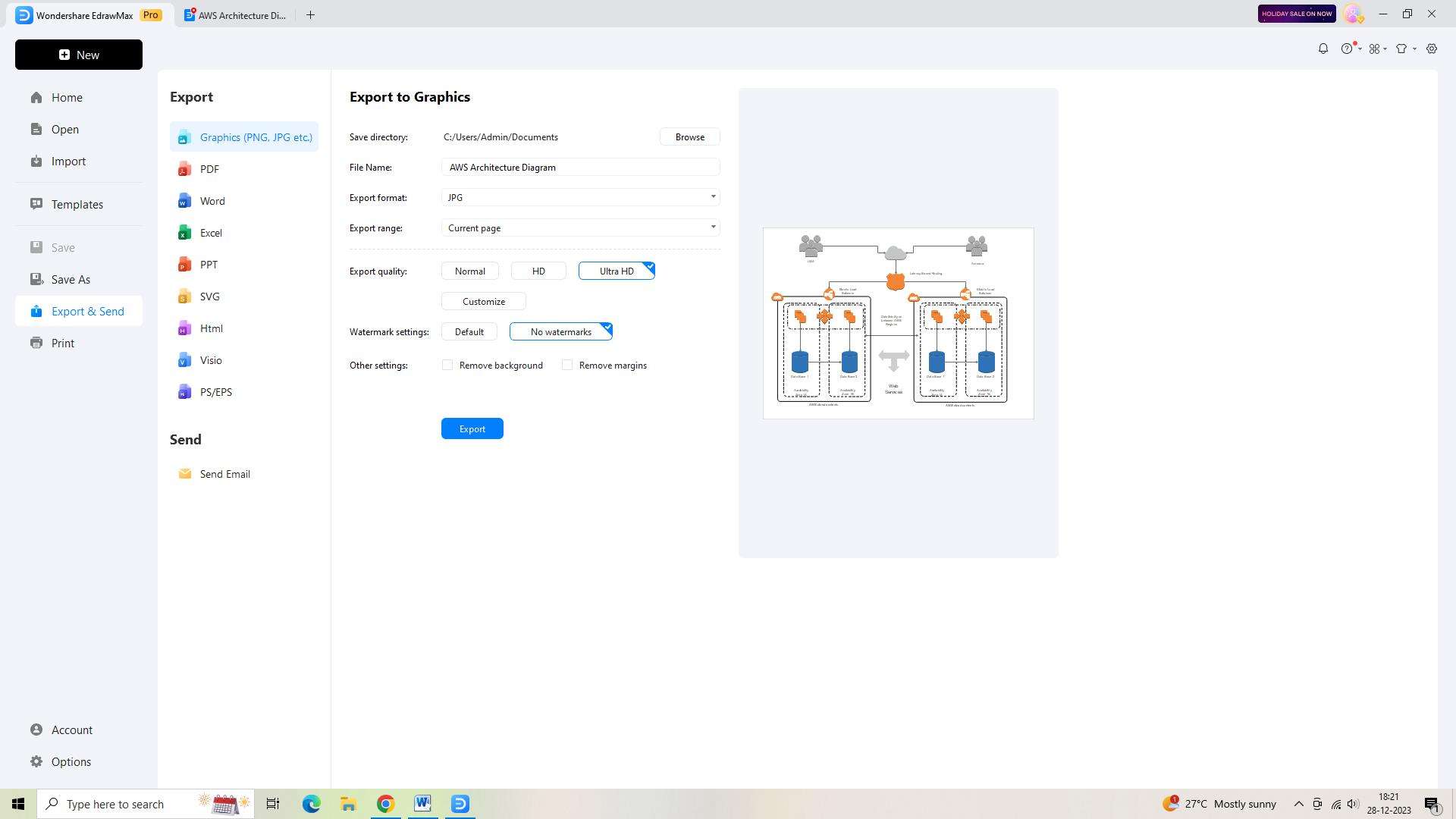 exporting the diagram