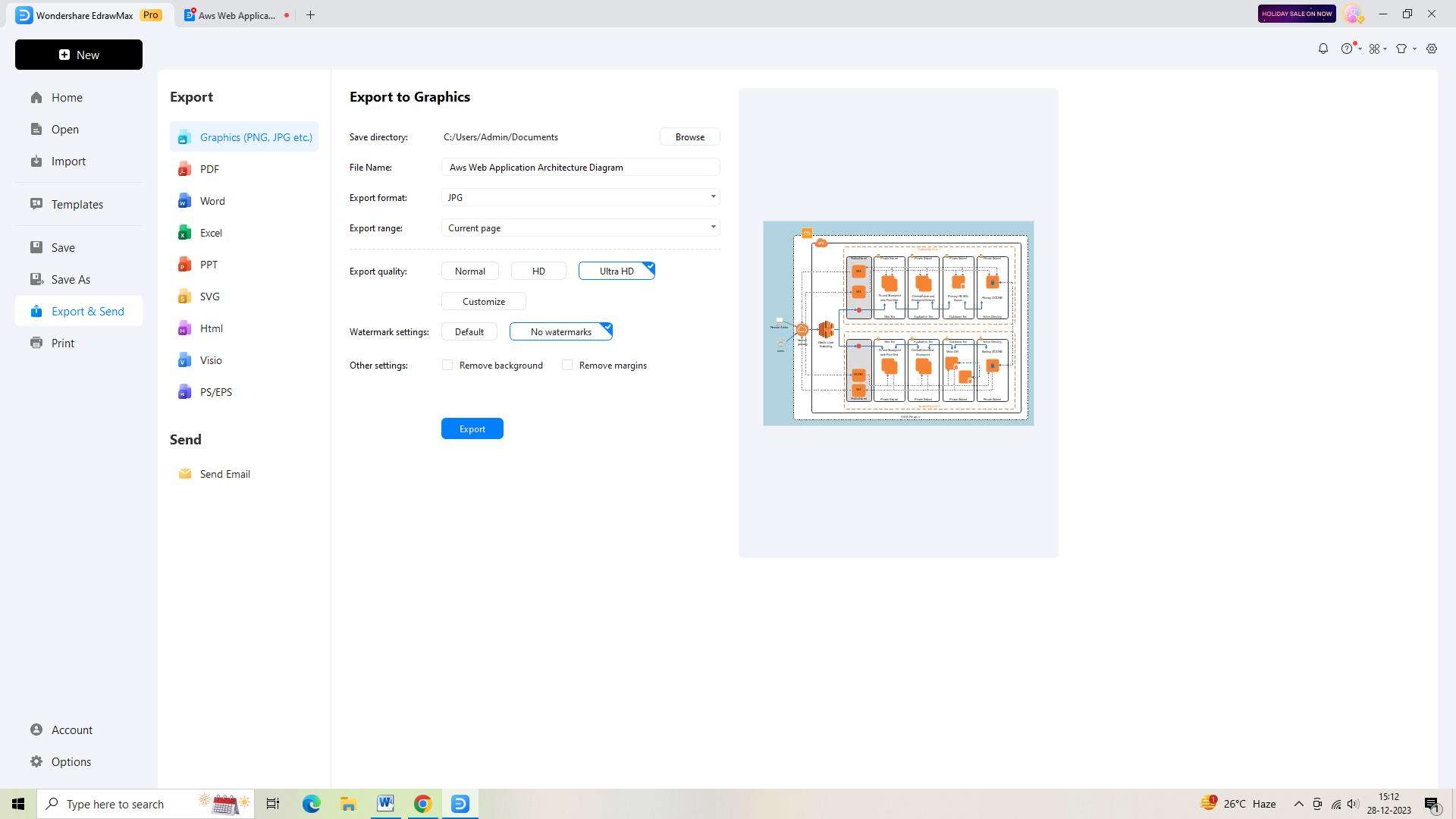 exporting the diagram