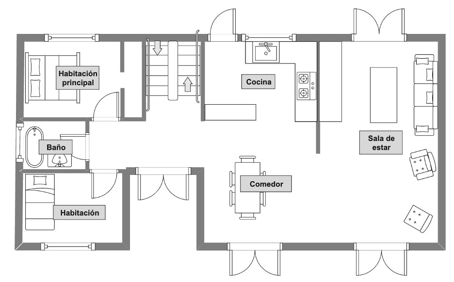 bathroom in between beds