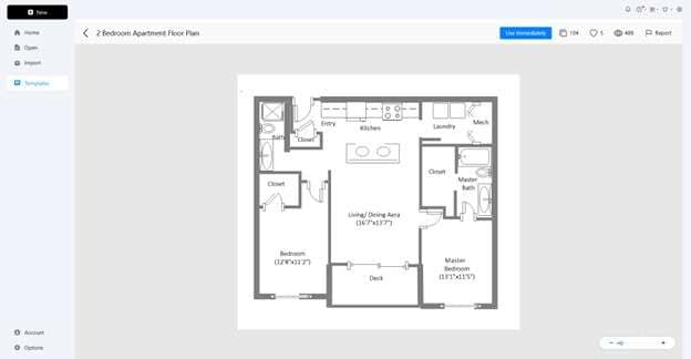 two-bedroom apartment floor plan