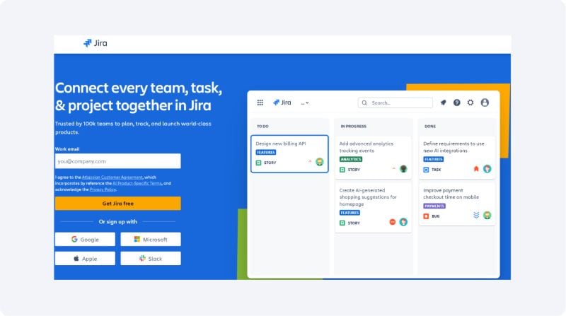 homepage of jira