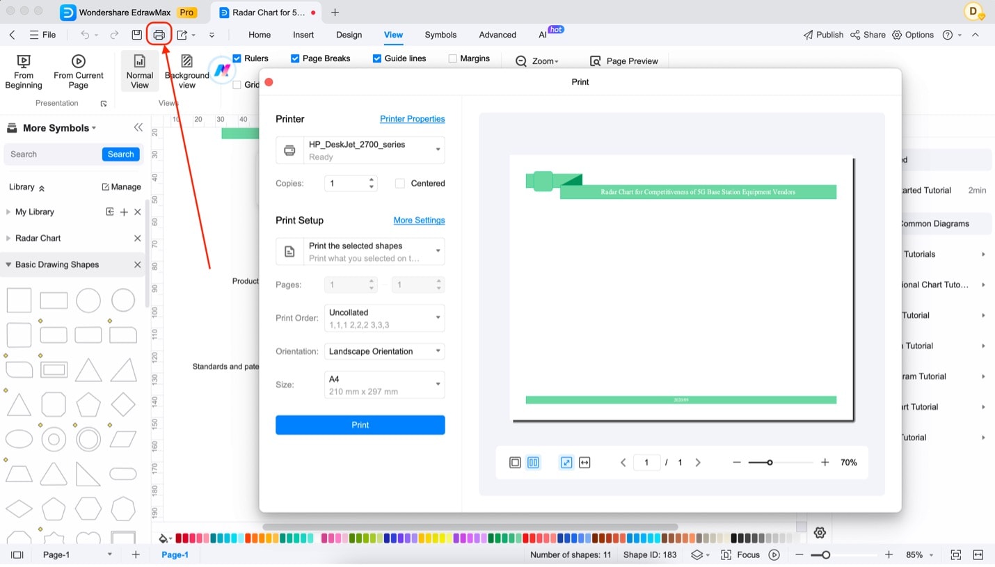 edrawmax print menu