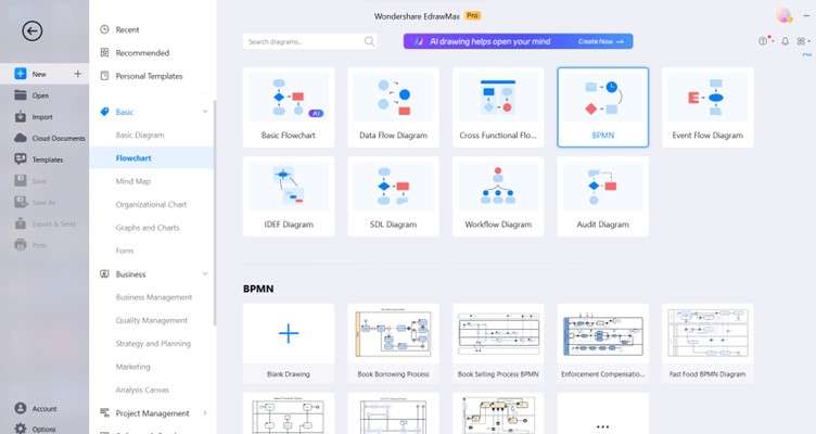 start a new project and select a template