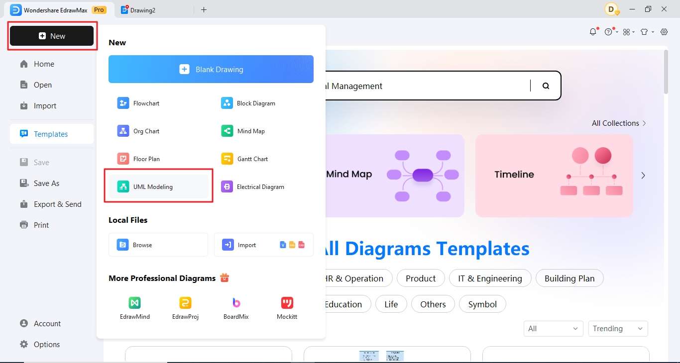 open edrawmax and click new