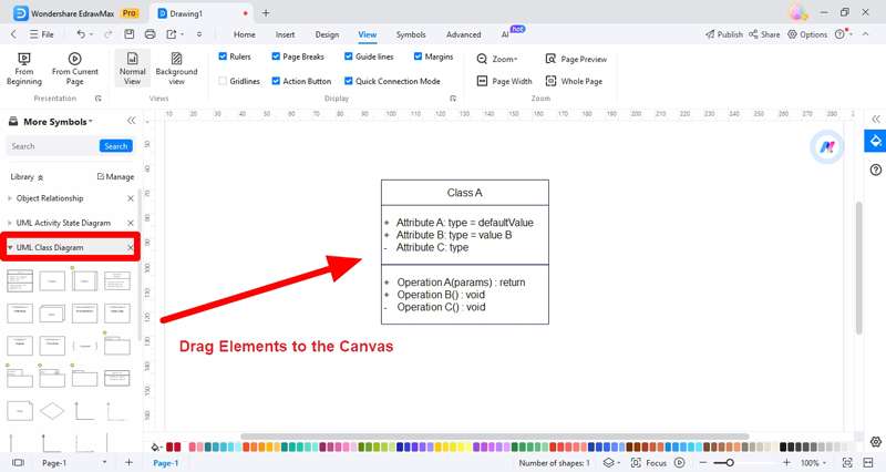 drag the elements on canvas to work with