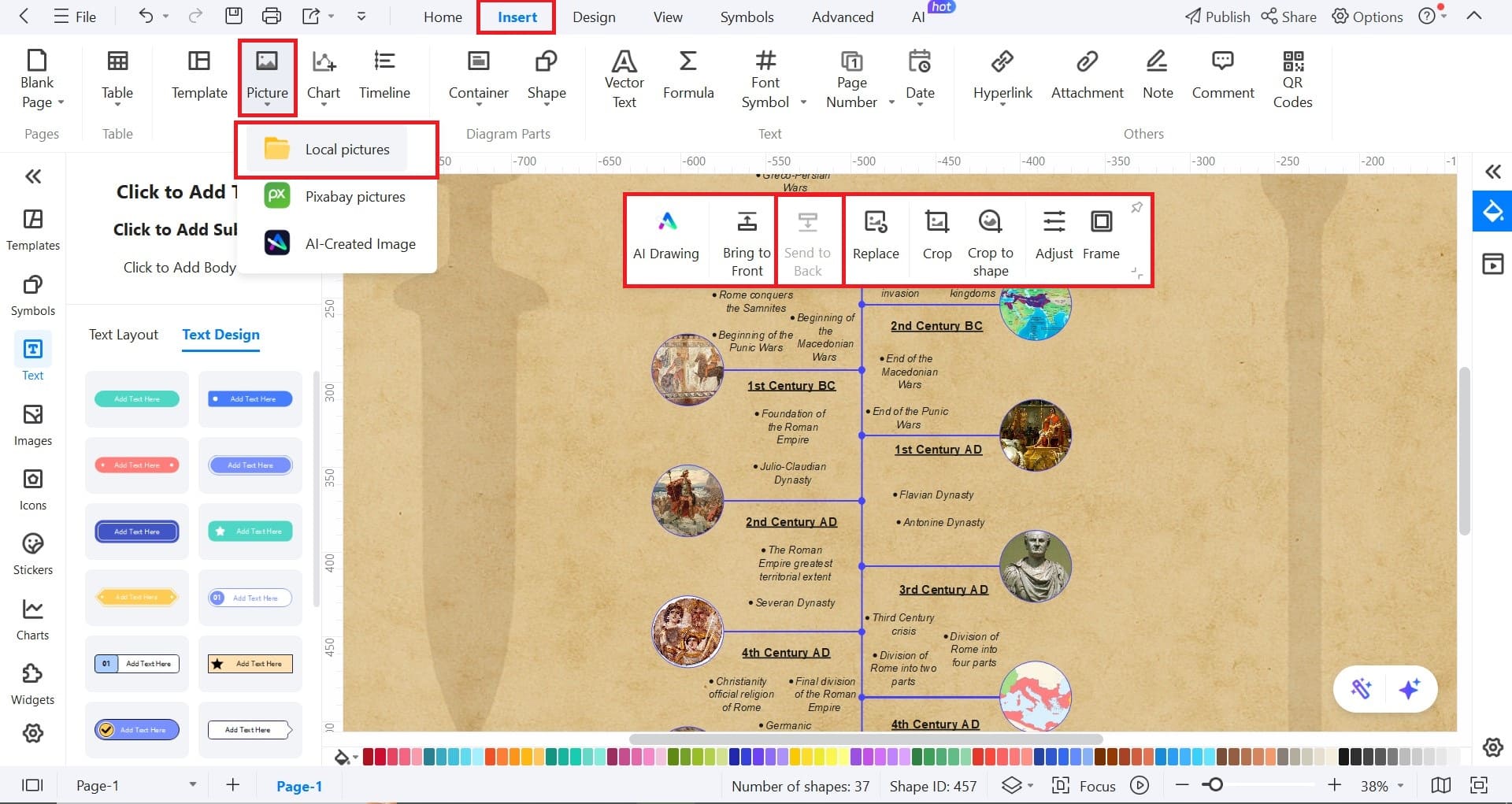 customize the timeline