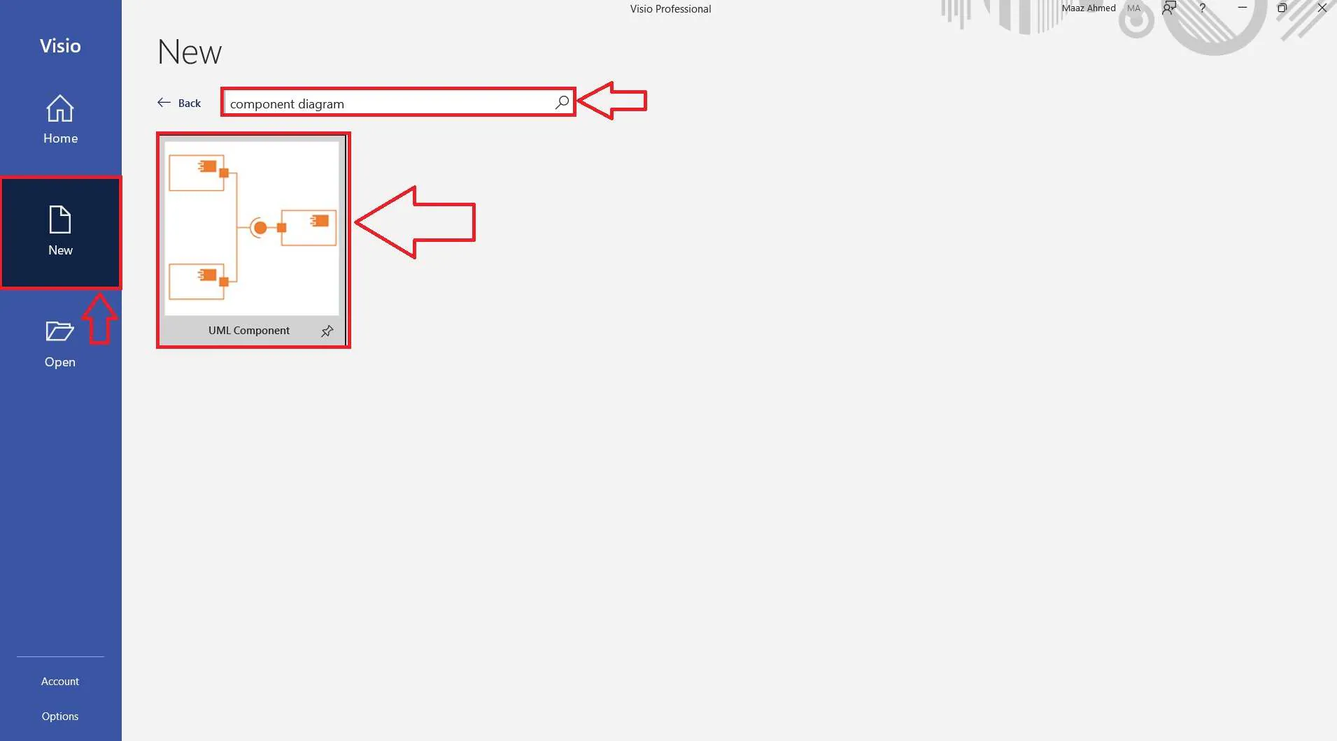 uml component diagram in visio