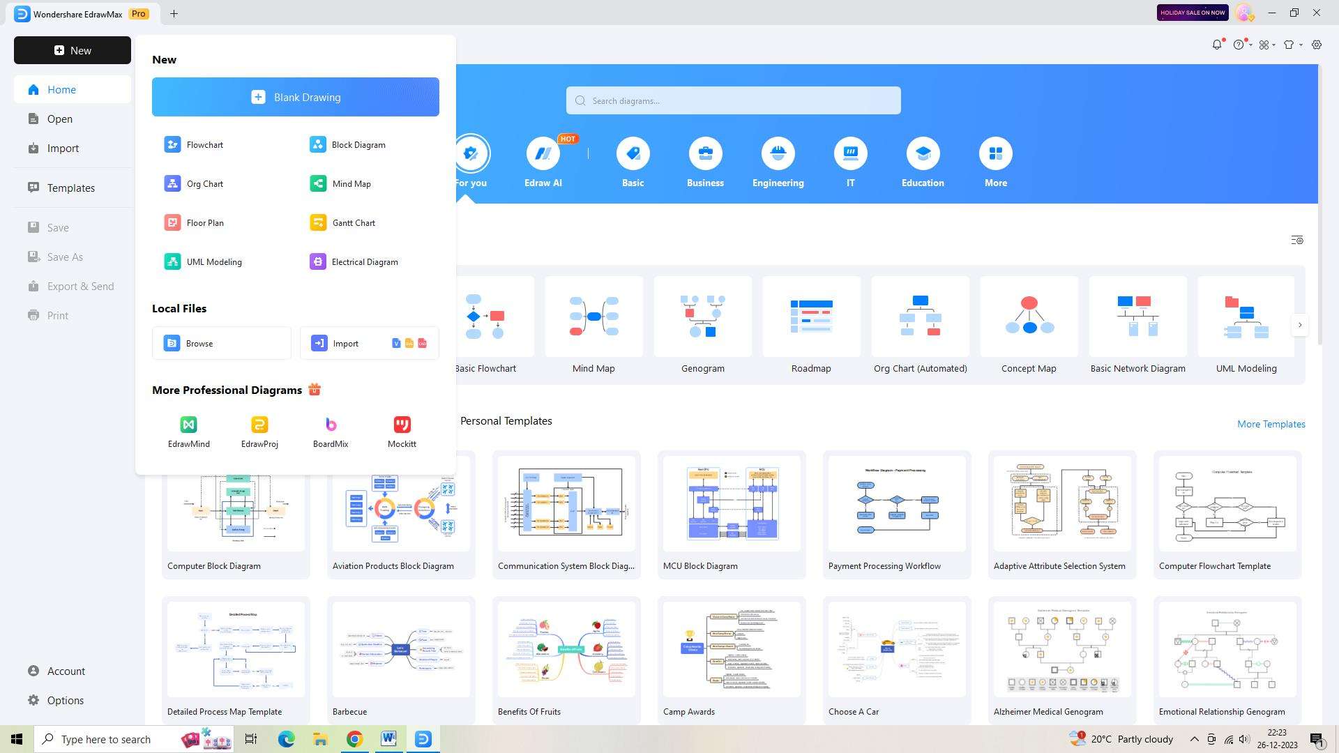 opening a new document in edrawmax