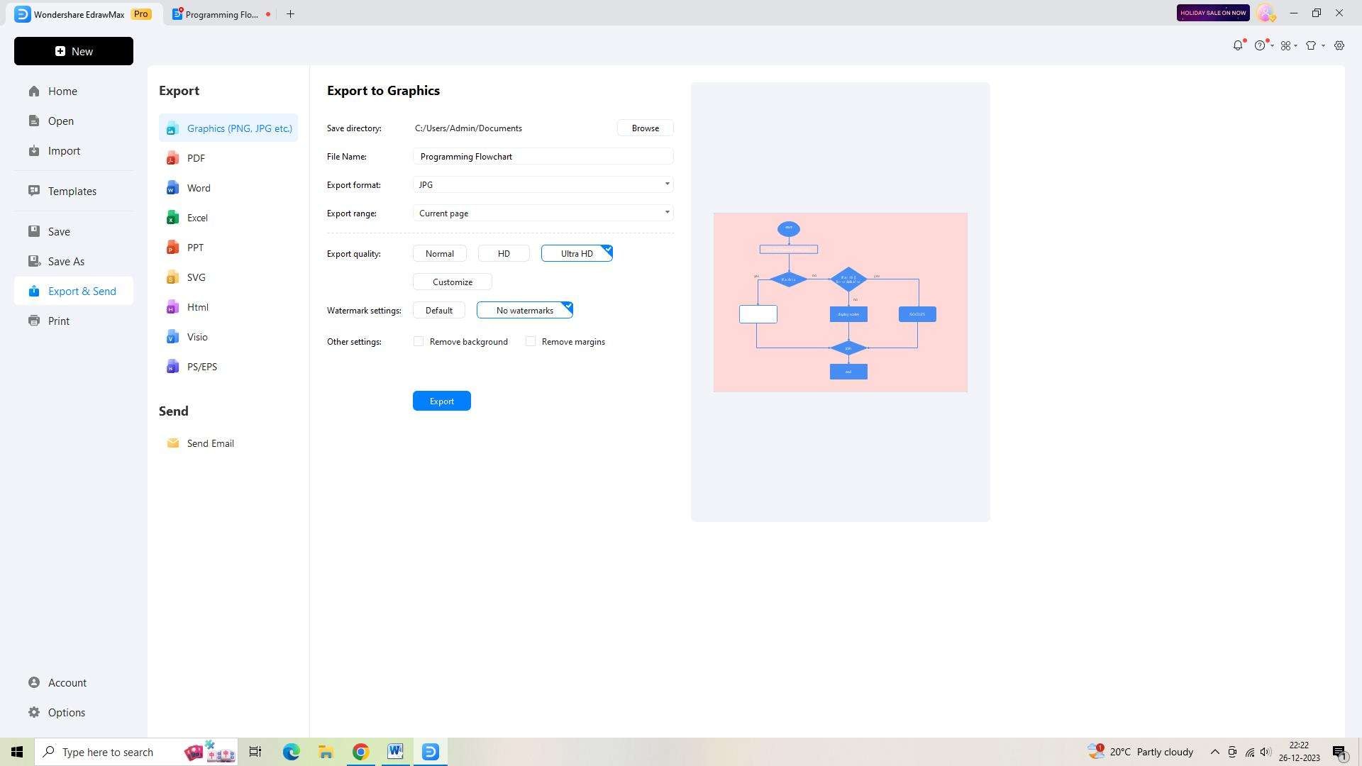 exporting the flowchart