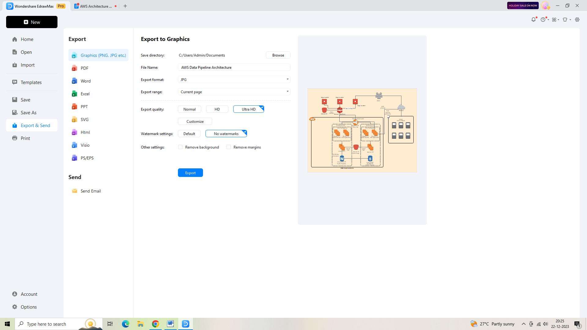 exporting the diagram