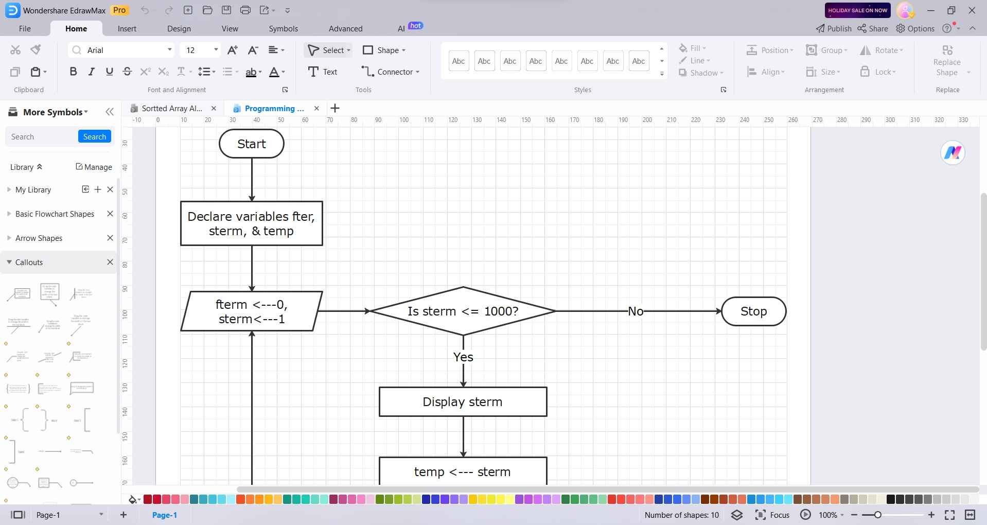 programming flowchart in edrawmax