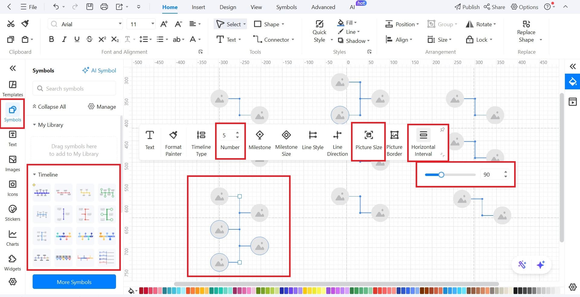 insert a timeline layout