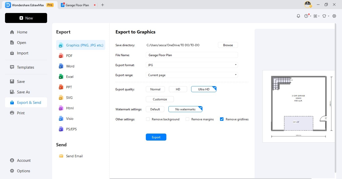 export floor plan as graphics