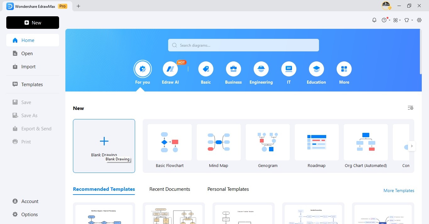 edrawmax home interface