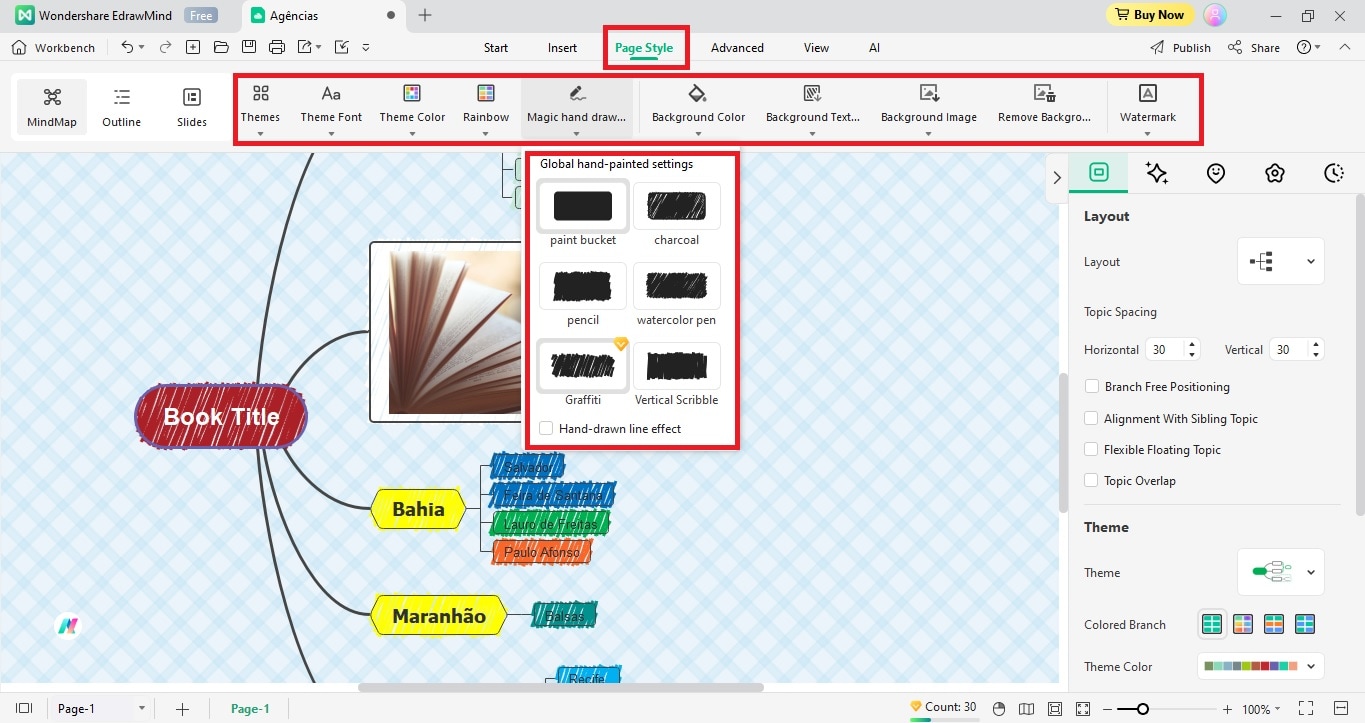 change page style: mindmap-pagestyle