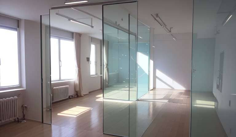 glass partition in room