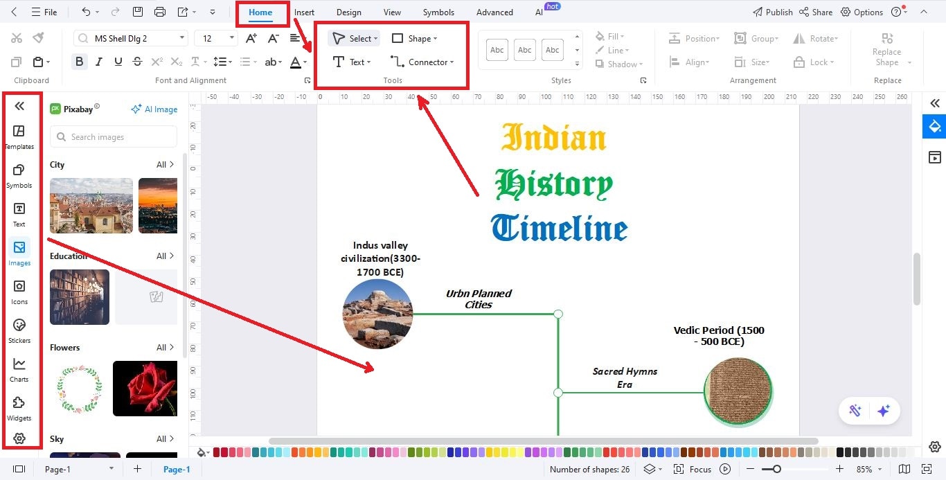step arrange and link events