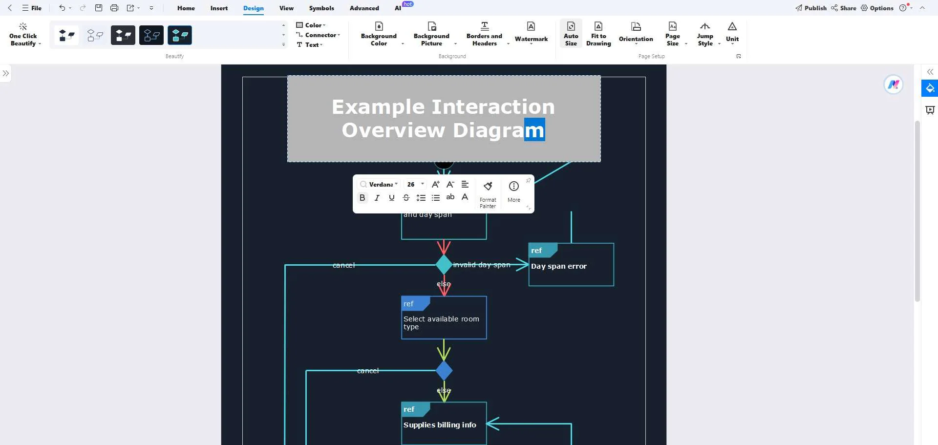 edit text in the diagram