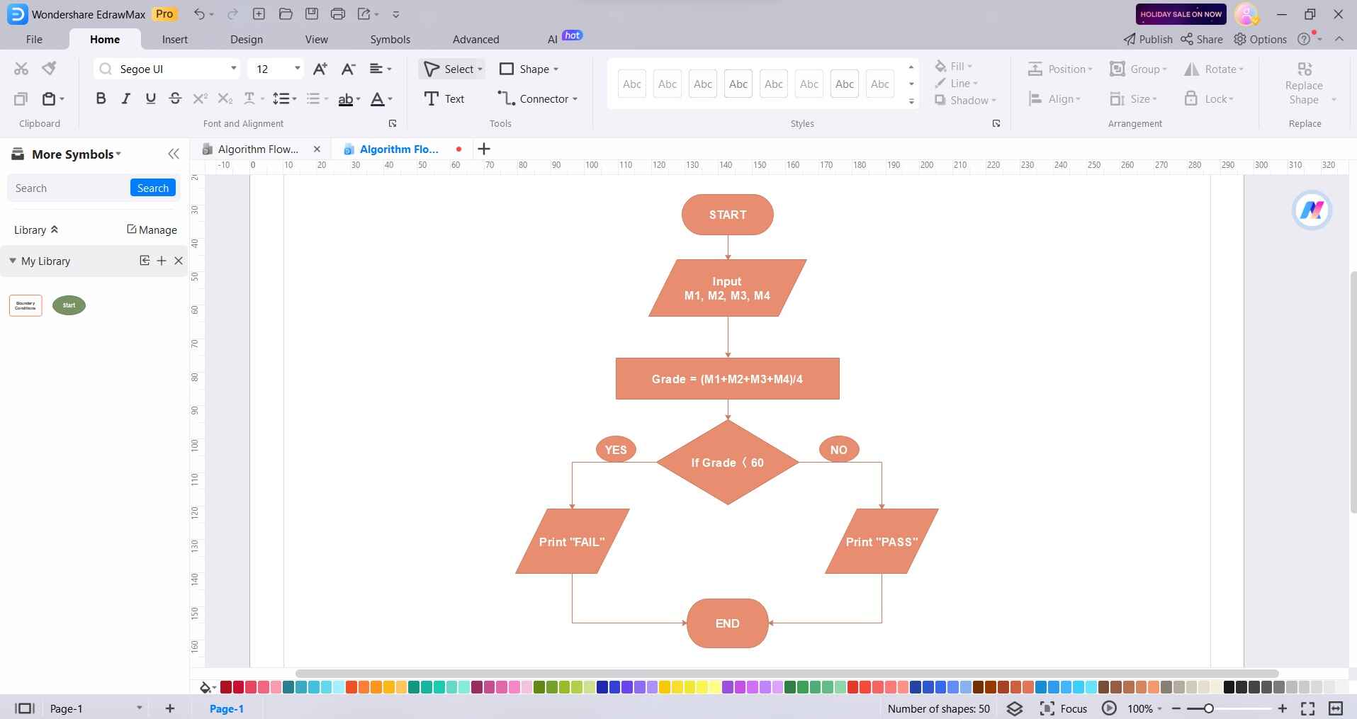 algorithm flowchart in edrawmax