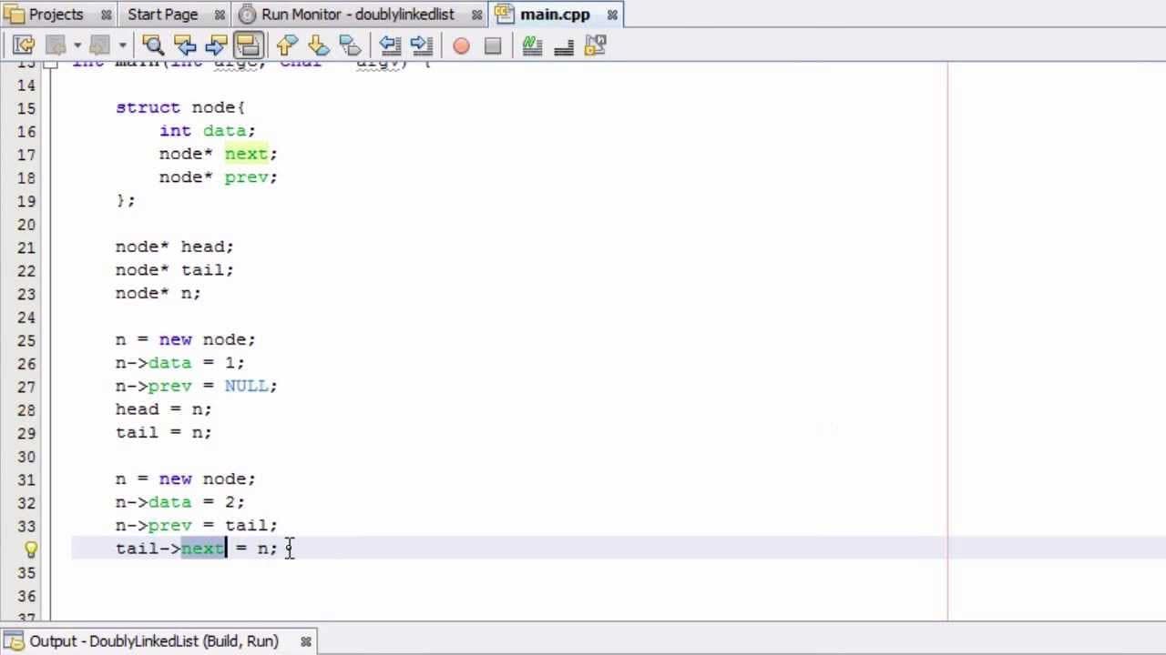 linked list program in c++