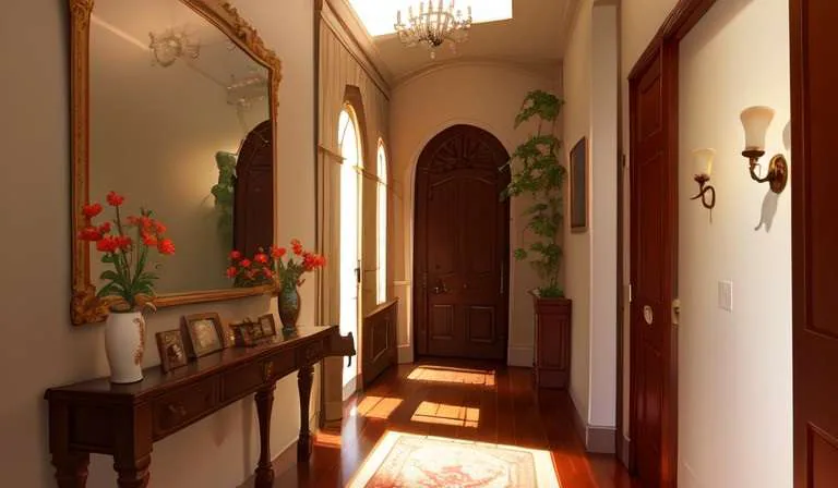 hallway with console table decor