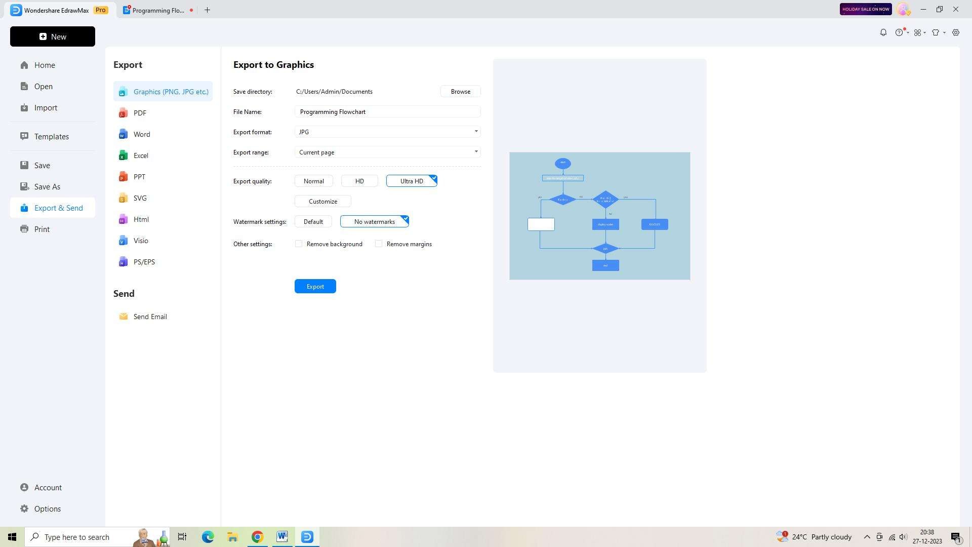 exporting the flowchart