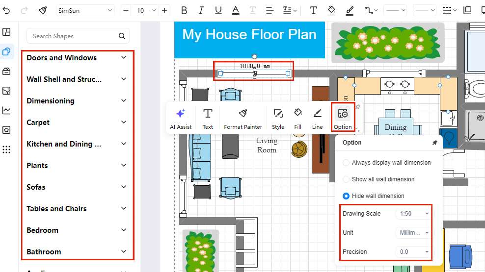 floor plan template editing
