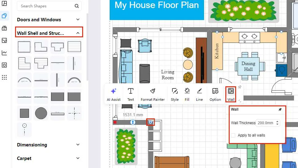 floor plan template editing