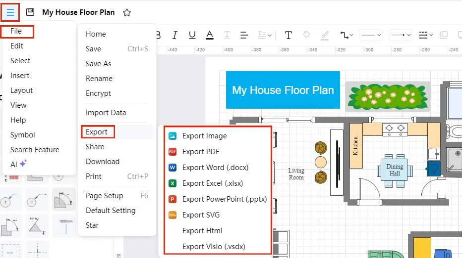 exporting and sharing the floor plan