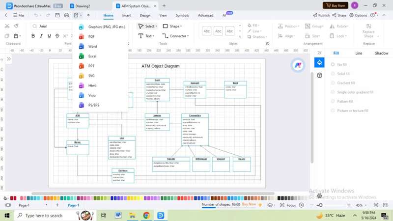 save and export object diagram in edrawmax