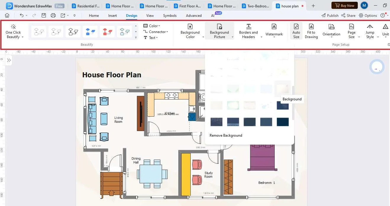 chagen formatting for one-stroy house on edrawmax