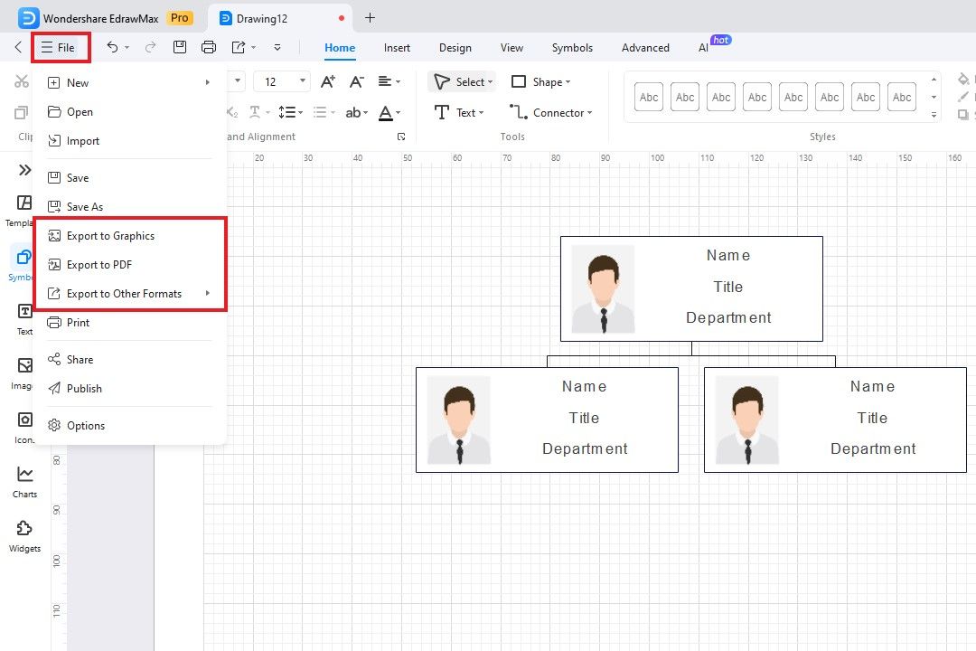 save or export org chart