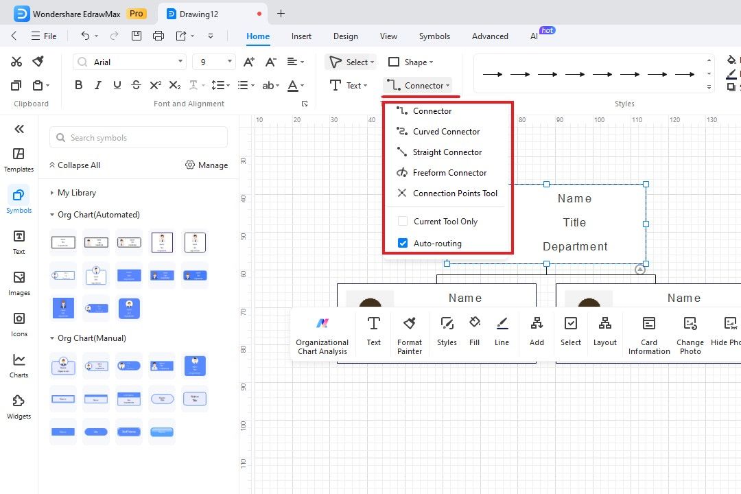 use connector to draw relations