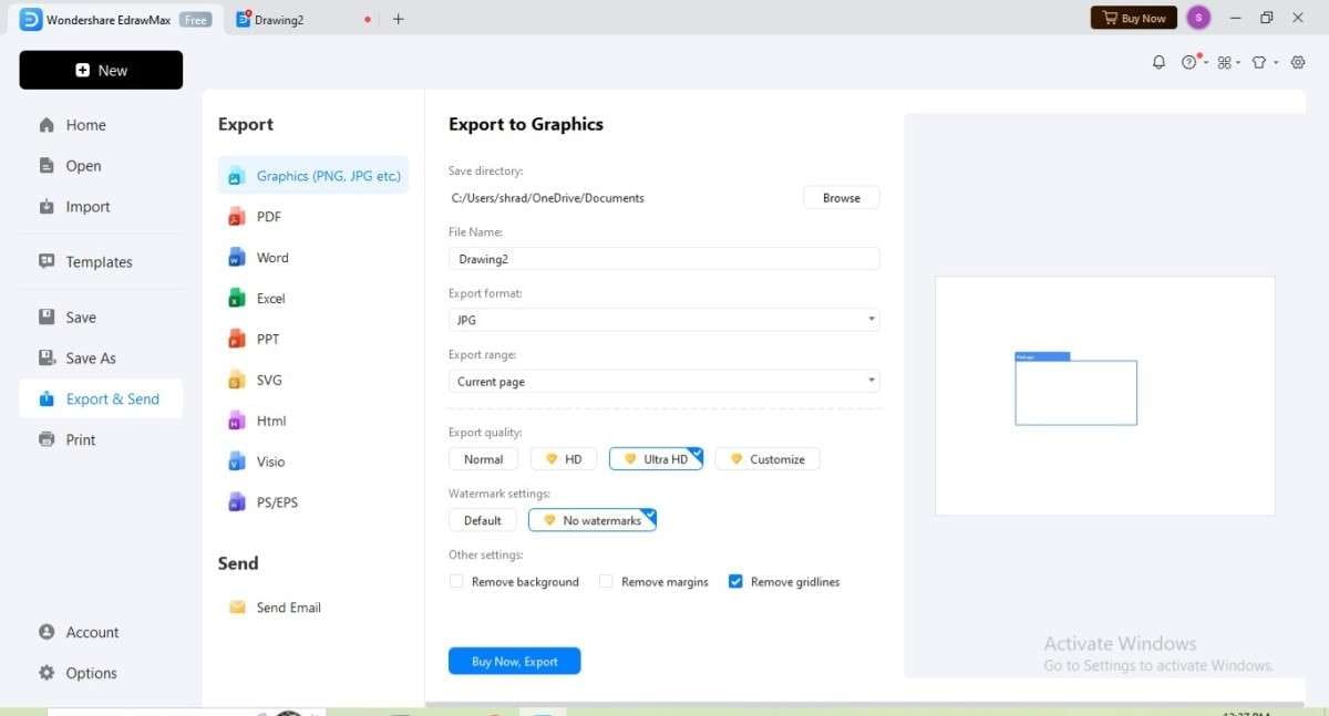 save and export file in edrawmax