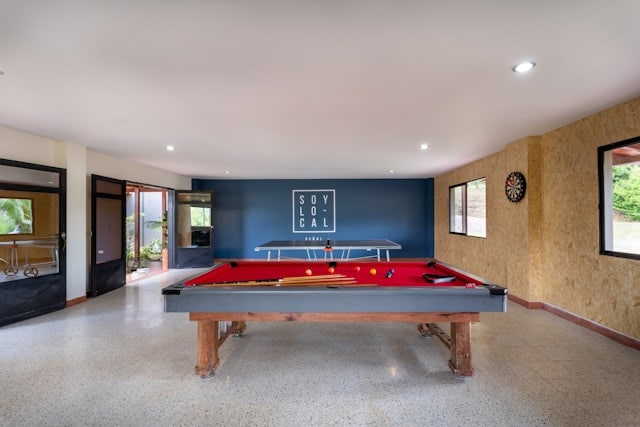 pool table in a room