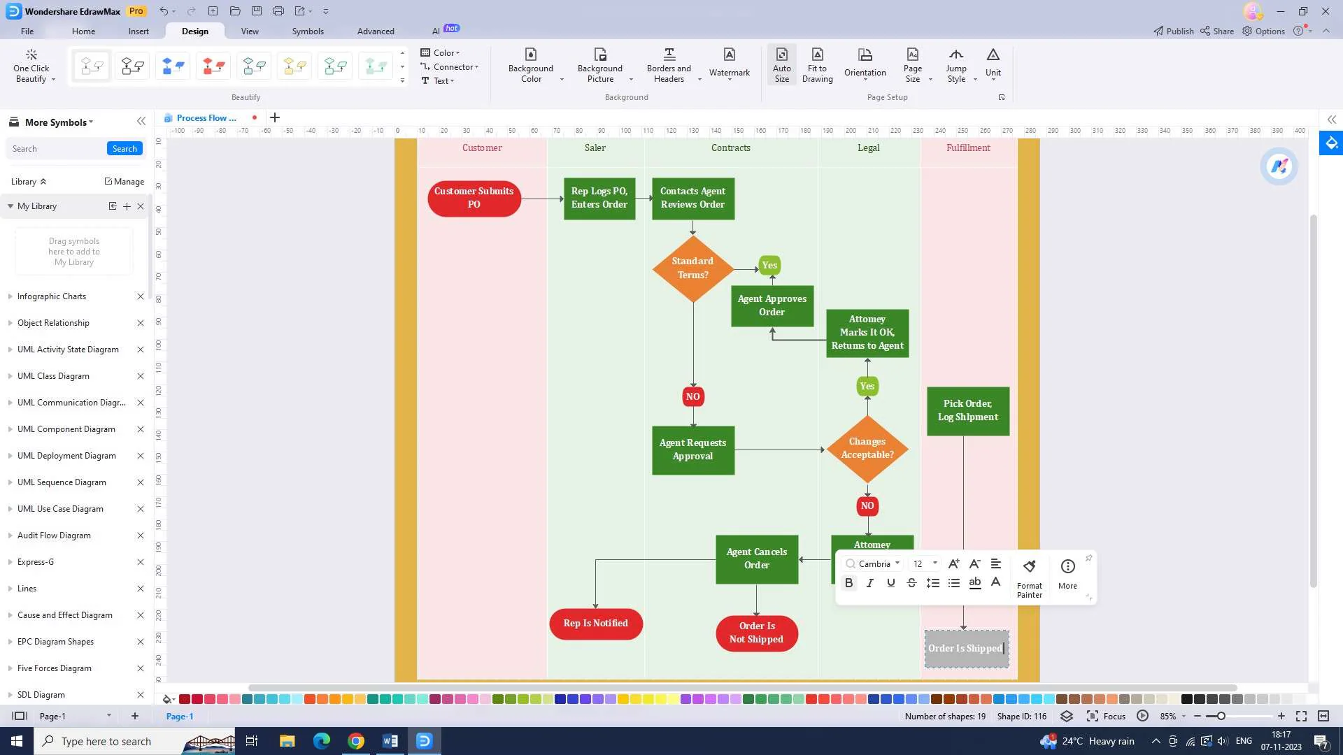 inputting data into the diagram