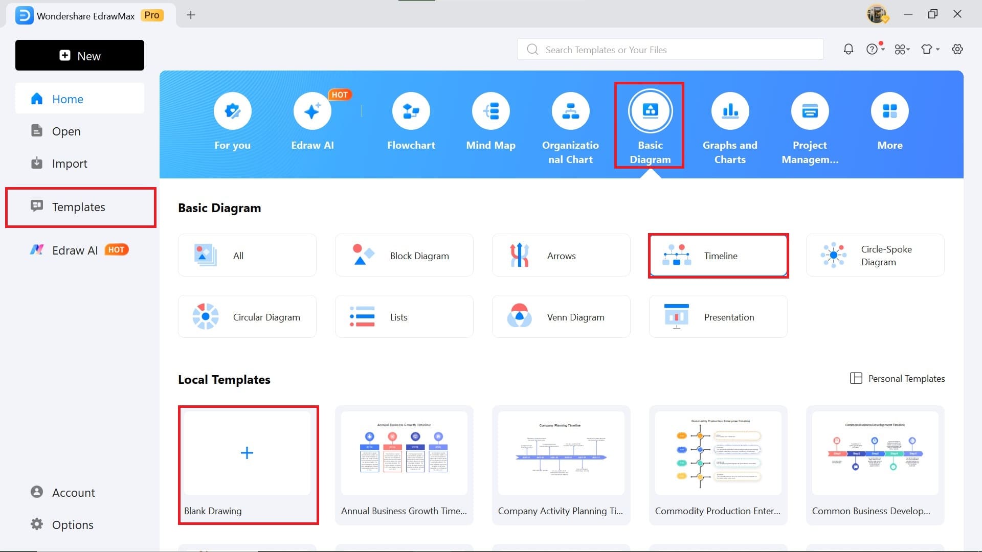 step-new-timeline-project