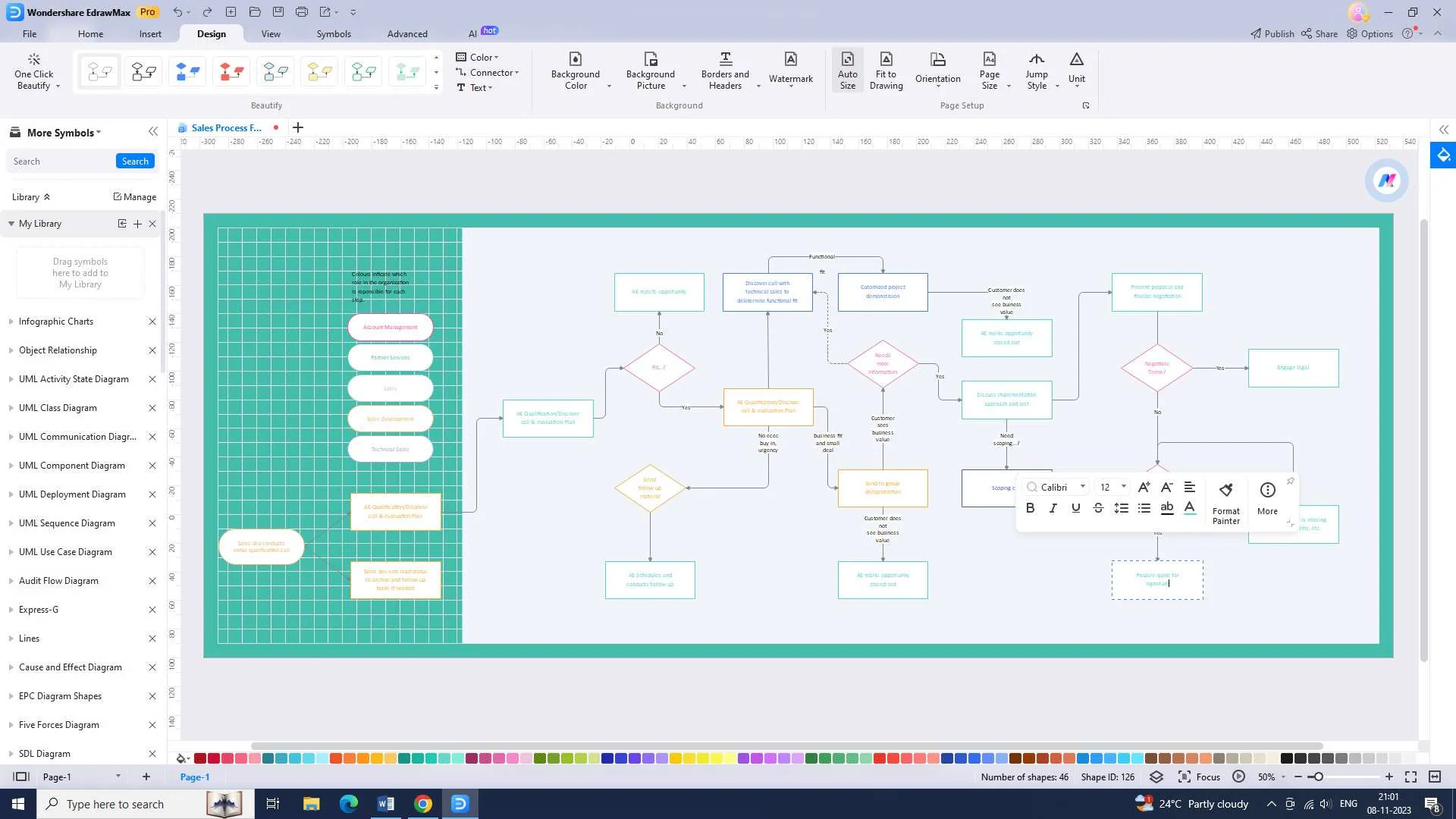 adding text to the flowchart