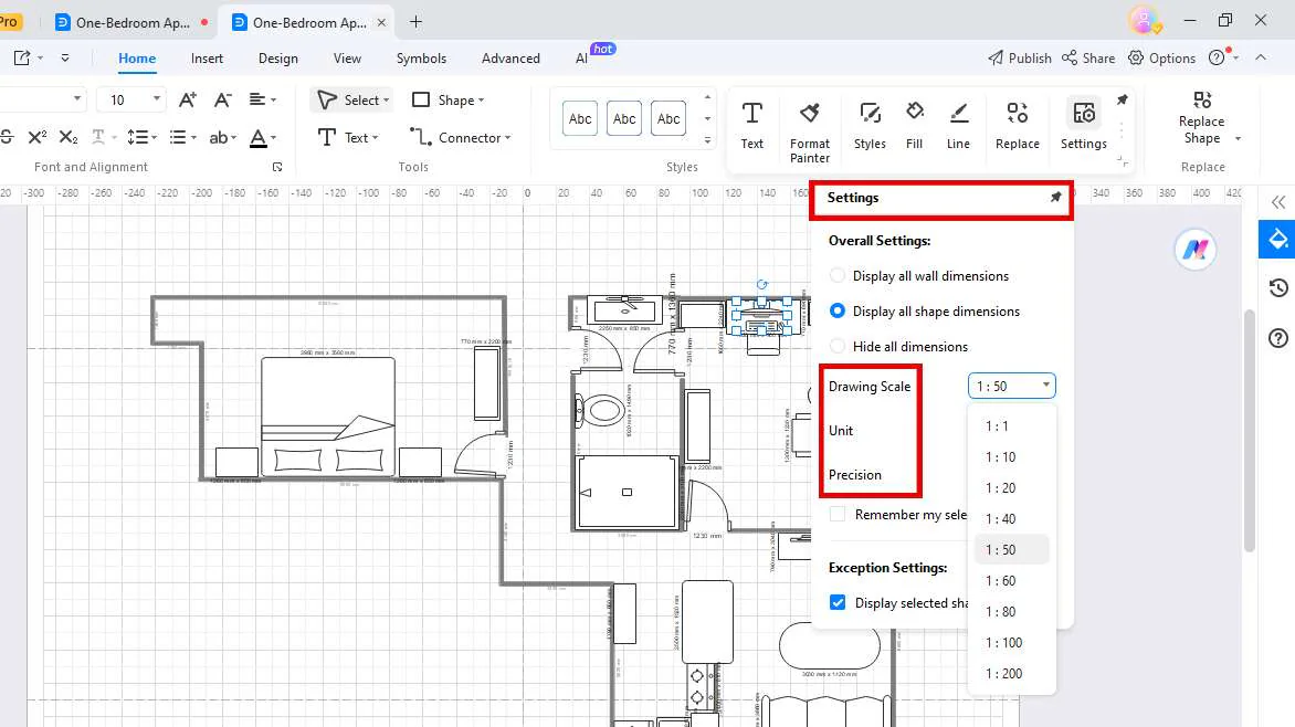 bedroom floor plan editing