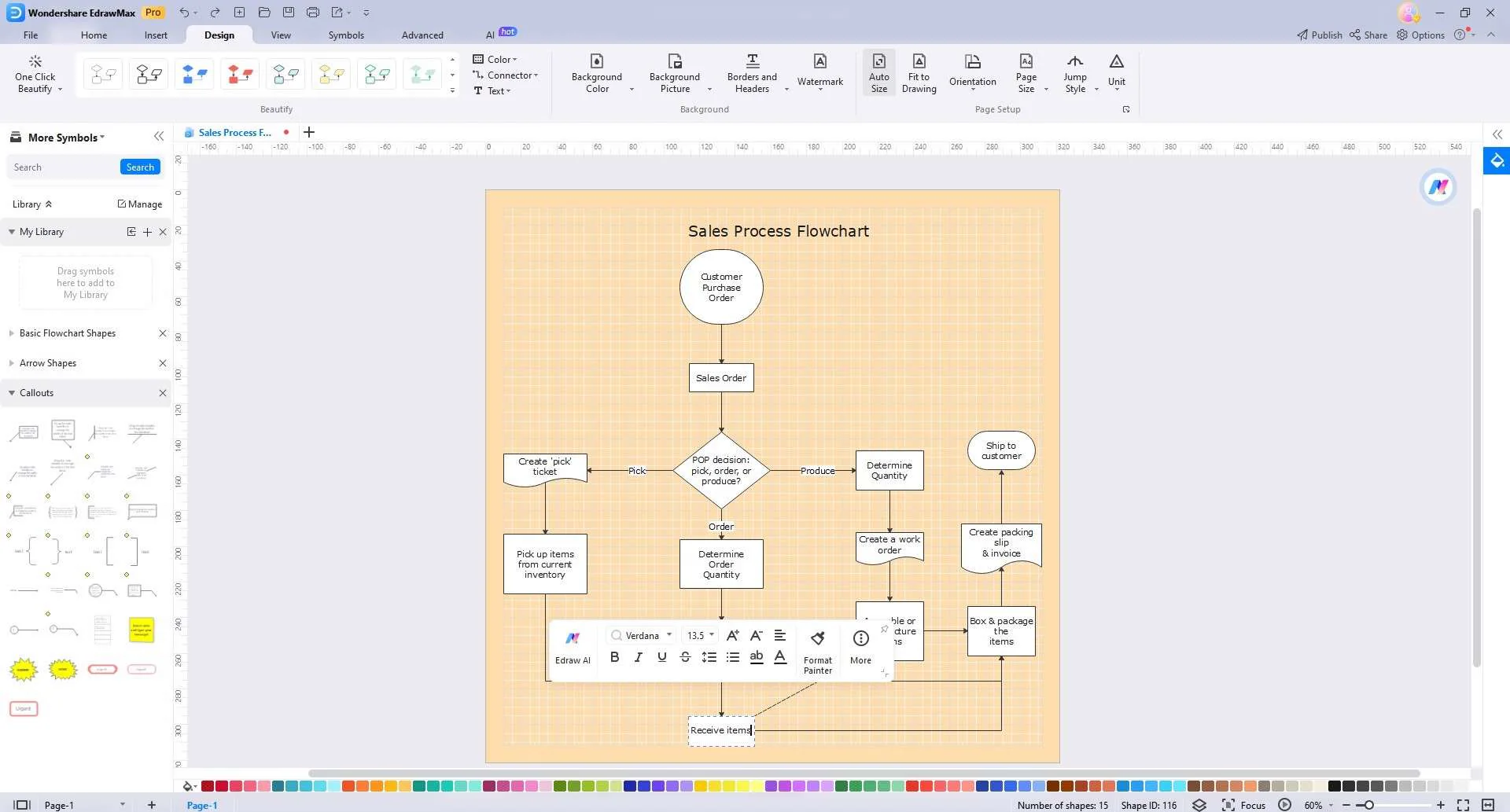 adding data to the flowchart