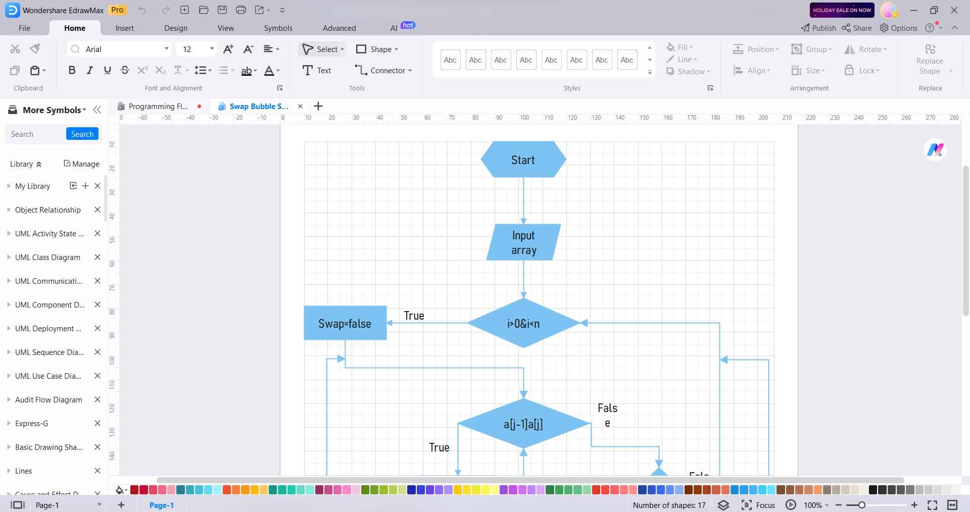 swap bubble sort flowchart