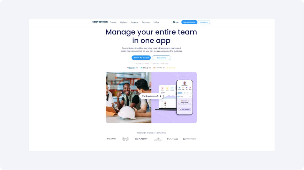 homepage of connecteam