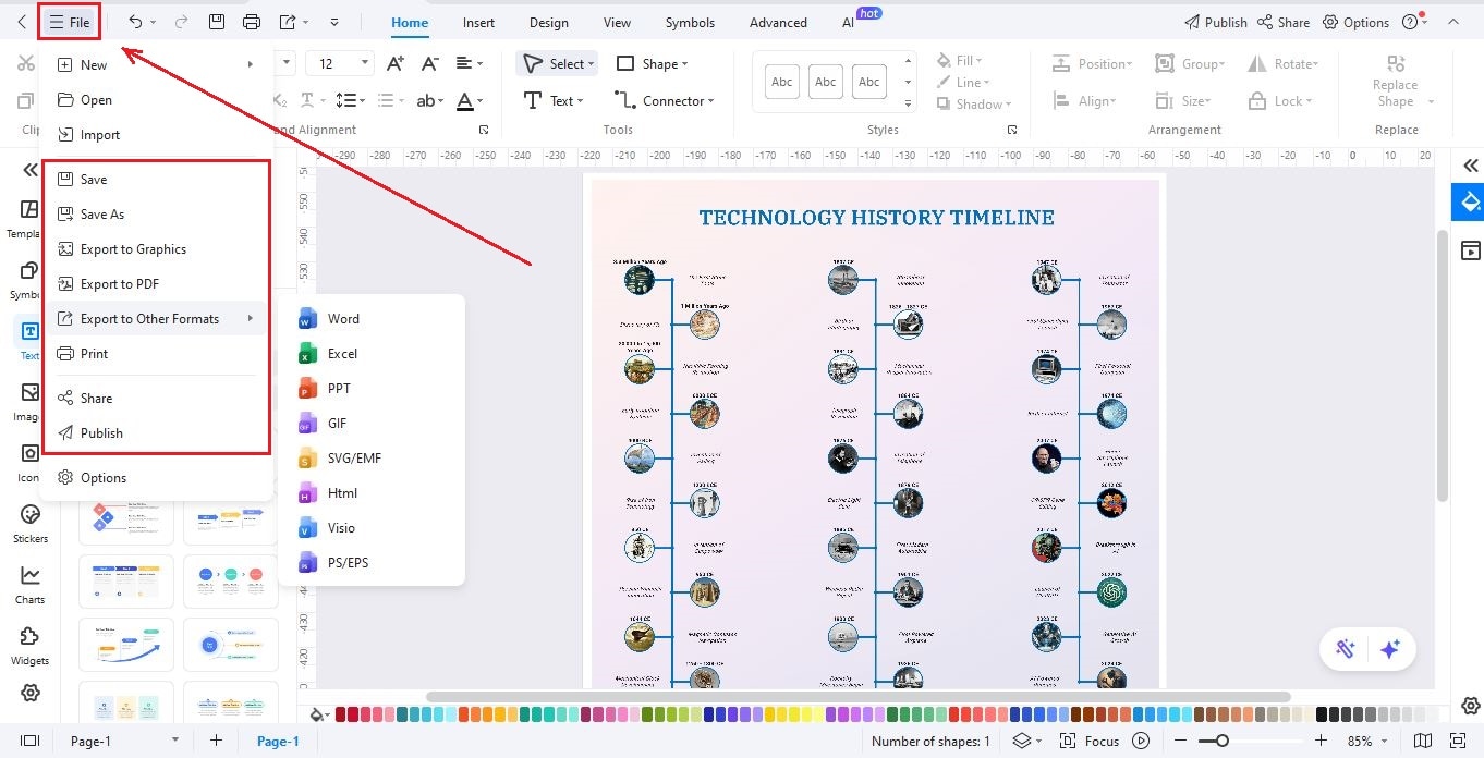 step-07 save, share or export timeline