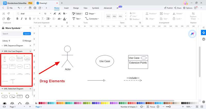 drag elements to the canvas for further operations