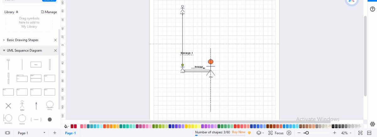 vertical line represents actor lifeline