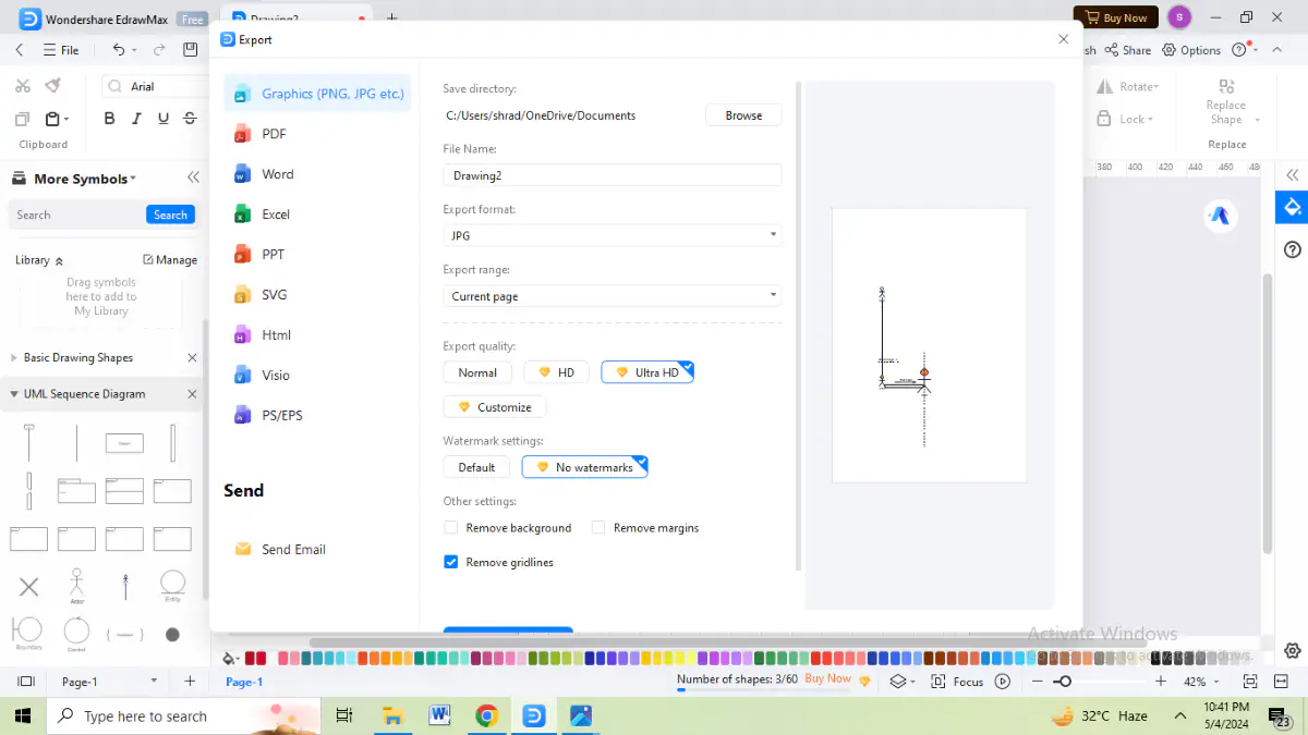 save and export in edrawmax