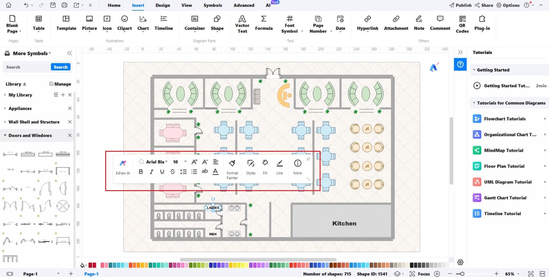 formatting fonts for floor plan in edrawmax