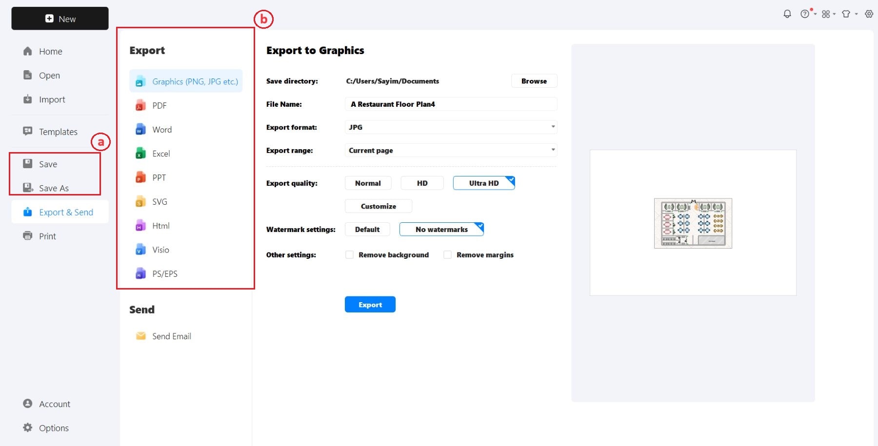 saving and exporting options for edrawmax