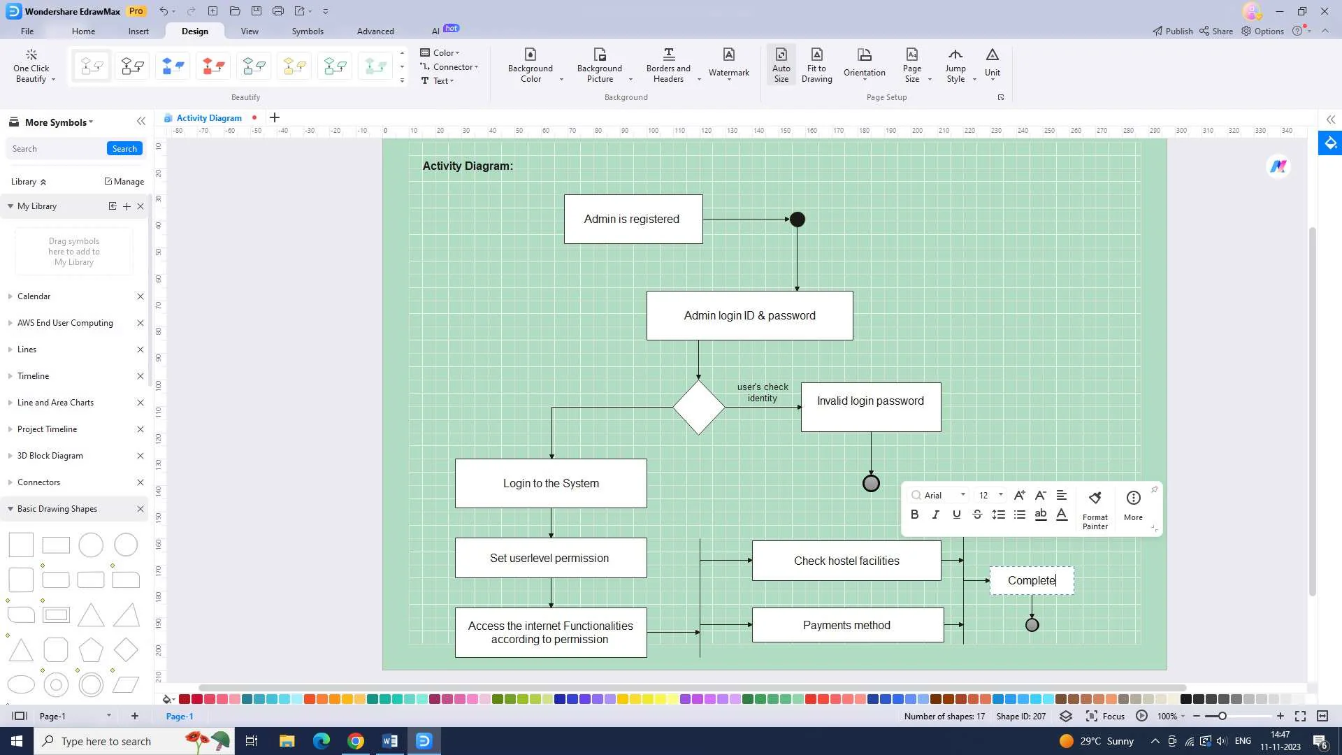 adding text to the diagram